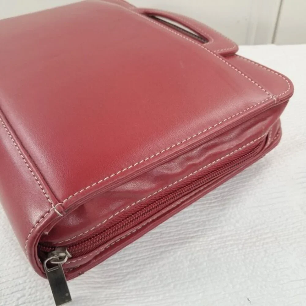 Franklin Covey Red Zip Planner Binder Briefcase Handles 7 ring organizer inserts